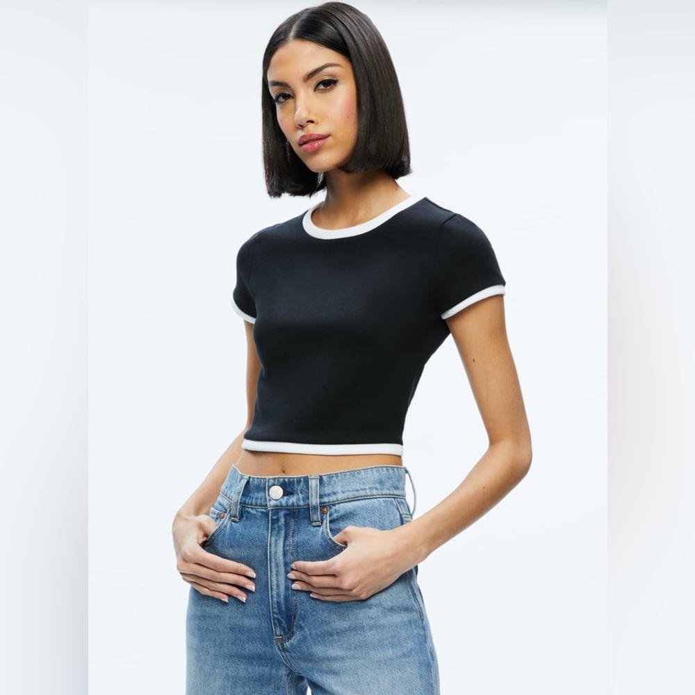 Alice + Olivia Baby Tee in Black & Off White